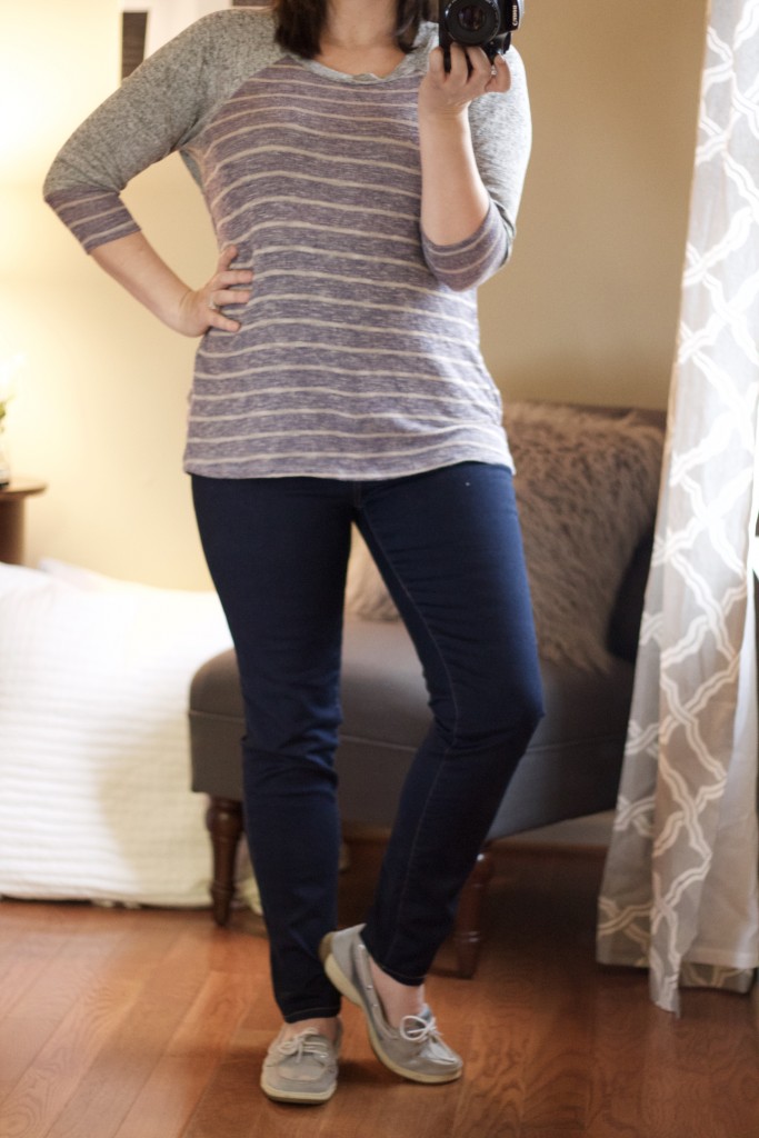 Bret Raglan Knit Top with Liverpool Skinny Jean and Sperry Top-Siders - Stitch Fix
