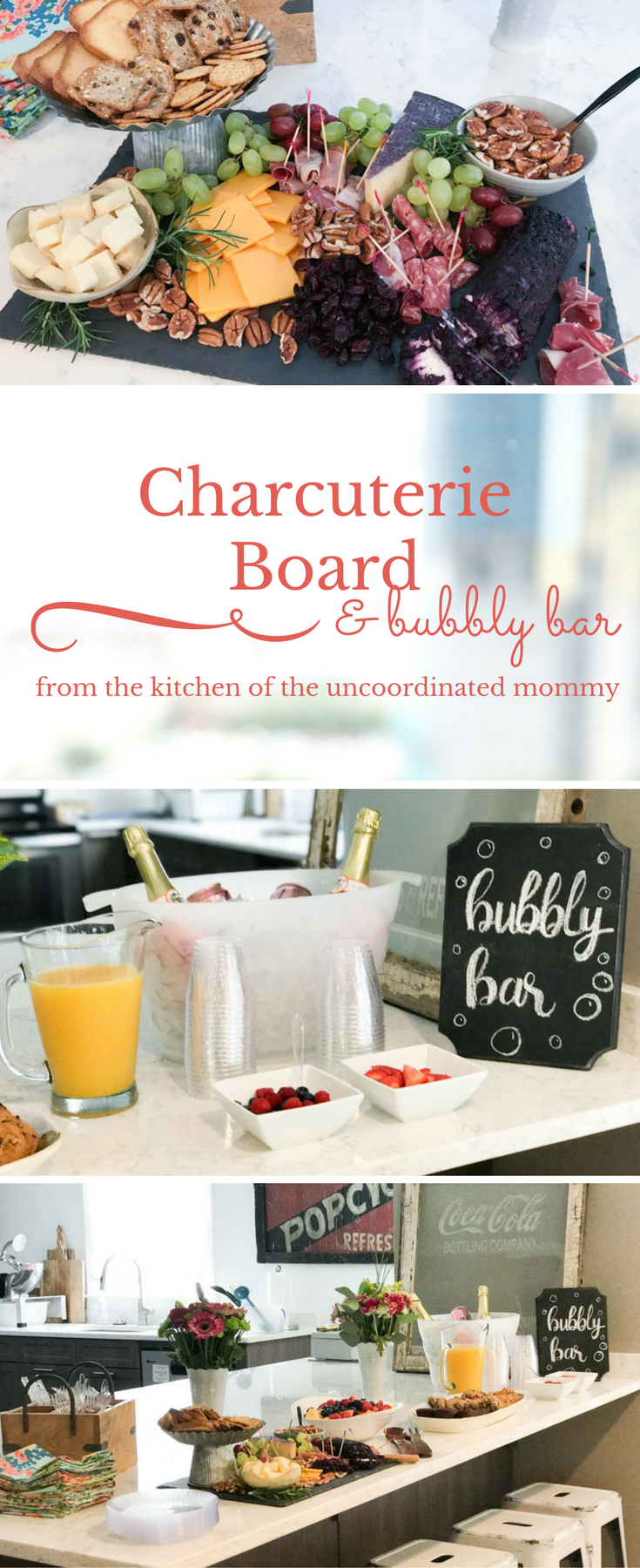 This charcuterie board and champagne bubbly bar a quick and easy option for party food!