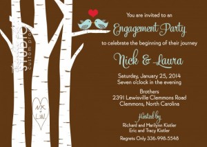 Love Birds Birch Trees Invitation