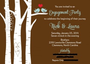 Love Birds Birch Trees Engagement Party Invitation