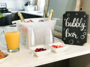 Bubbly Bar at a Noonday Collections Trunk Show Wine and Cheese Party